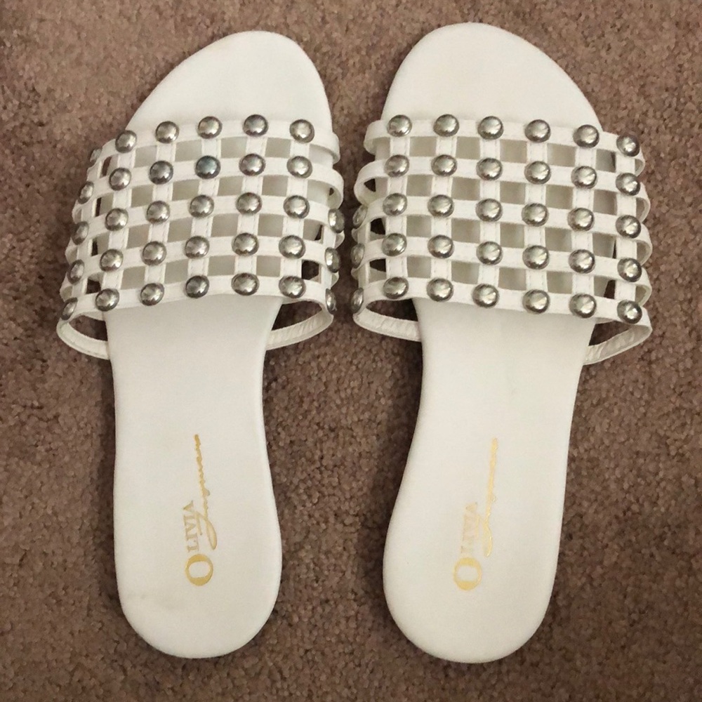 White studded sandals